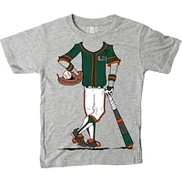 Youth Wes & Willy Gray Miami Hurricanes Baseball Player T-Shirt