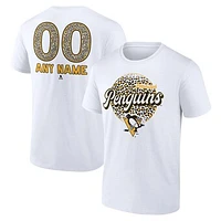 Unisex White Pittsburgh Penguins Personalized Name & Number Leopard Print T-Shirt
