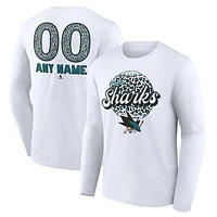 Unisex White San Jose Sharks Personalized Name & Number Leopard Print Long Sleeve T-Shirt