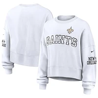 Women's Nike White New Orleans Saints Oversized Long Sleeve Cropped Sweatshirt