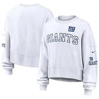 Women's Nike White New York Giants Oversized Long Sleeve Cropped Sweatshirt