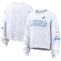 Women's Nike White Detroit Lions Oversized Long Sleeve Cropped Sweatshirt