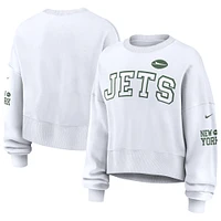 Women's Nike White New York Jets Oversized Long Sleeve Cropped Sweatshirt