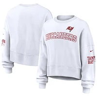 Women's Nike White Tampa Bay Buccaneers Oversized Long Sleeve Cropped Sweatshirt