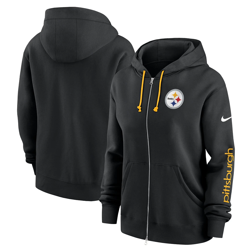 Women's Nike Black Pittsburgh Steelers Phoenix Hoodie Full-Zip Sweatshirt