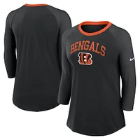 Women's Nike Black Cincinnati Bengals Raglan 3/4 Sleeve T-Shirt