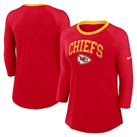Women's Nike Red Kansas City Chiefs Raglan 3/4 Sleeve T-Shirt