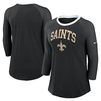 Women's Nike Black New Orleans Saints Raglan 3/4 Sleeve T-Shirt