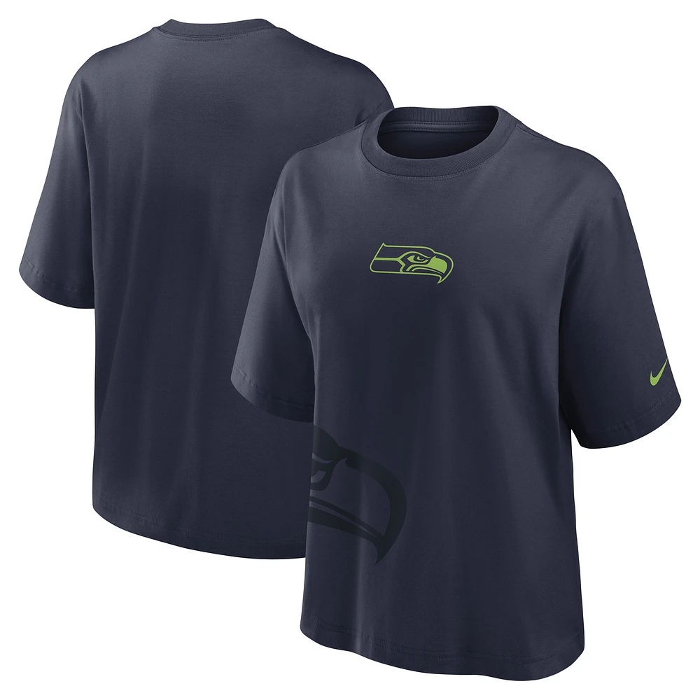 Women's Nike College Navy Seattle Seahawks Boxy T-Shirt