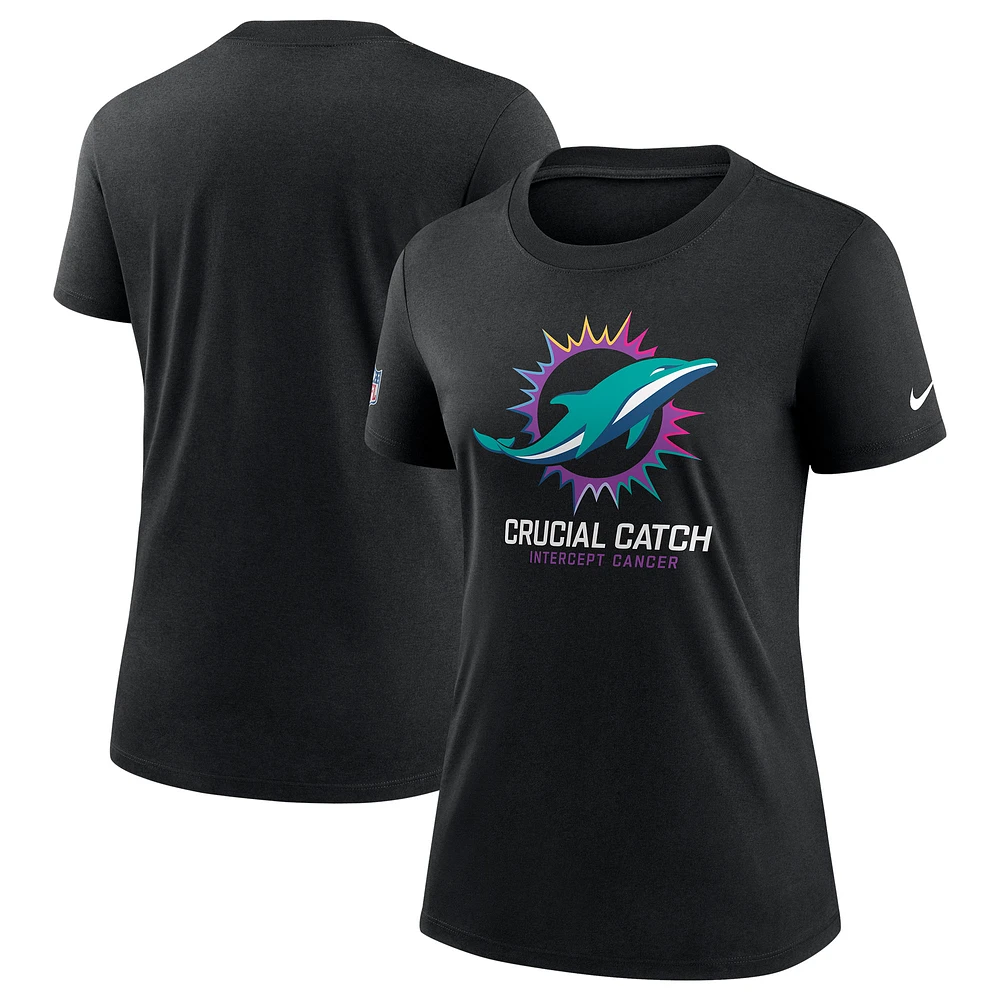 Women's Nike  Black Miami Dolphins 2024 NFL Crucial Catch Tri-Blend T-Shirt