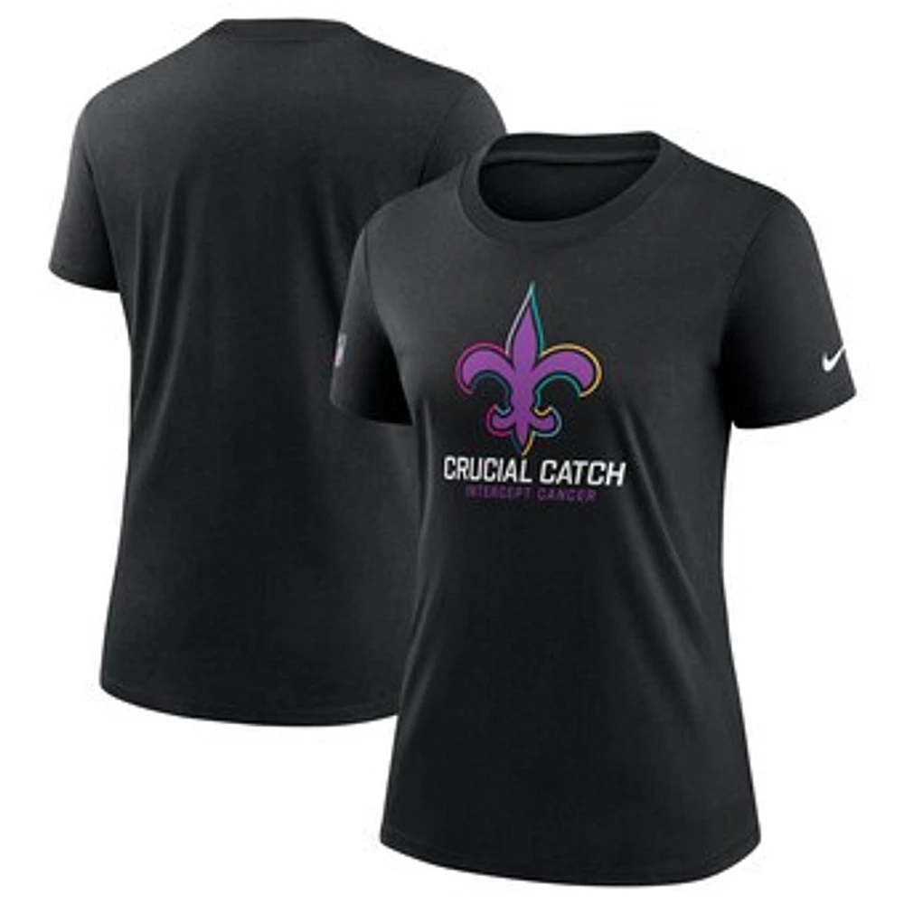 Women's Nike  Black New Orleans Saints 2024 NFL Crucial Catch Tri-Blend T-Shirt