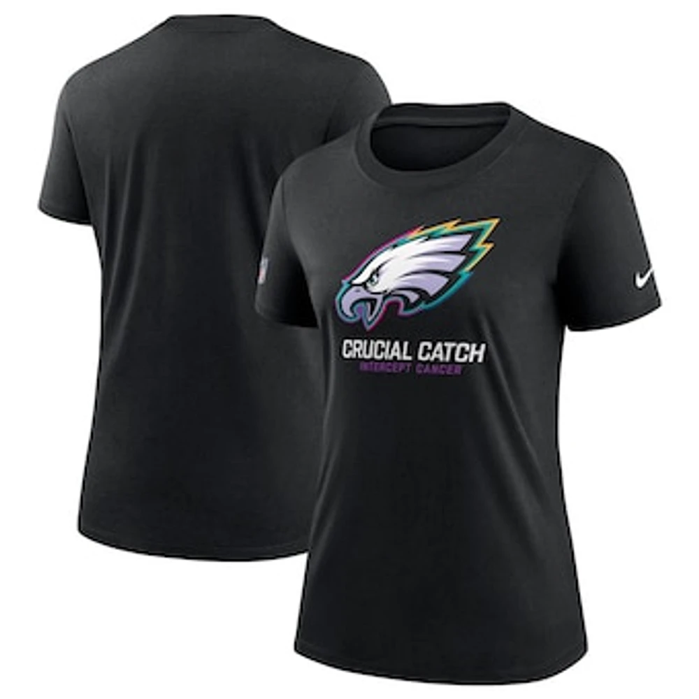 Women's Nike  Black Philadelphia Eagles 2024 NFL Crucial Catch Tri-Blend T-Shirt