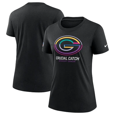 Women's Nike  Black Green Bay Packers 2024 NFL Crucial Catch Tri-Blend T-Shirt