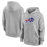 Women's Nike Heather Gray Buffalo Bills Club Fleece Pullover Hoodie