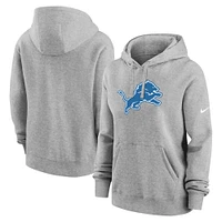 Women's Nike Heather Gray Detroit Lions Club Fleece Pullover Hoodie