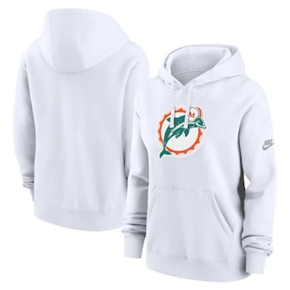 Women's Nike White Miami Dolphins Club Fleece Pullover Hoodie