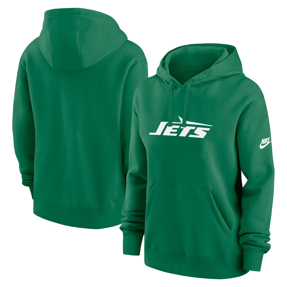 Women's Nike Green New York Jets Club Fleece Pullover Hoodie