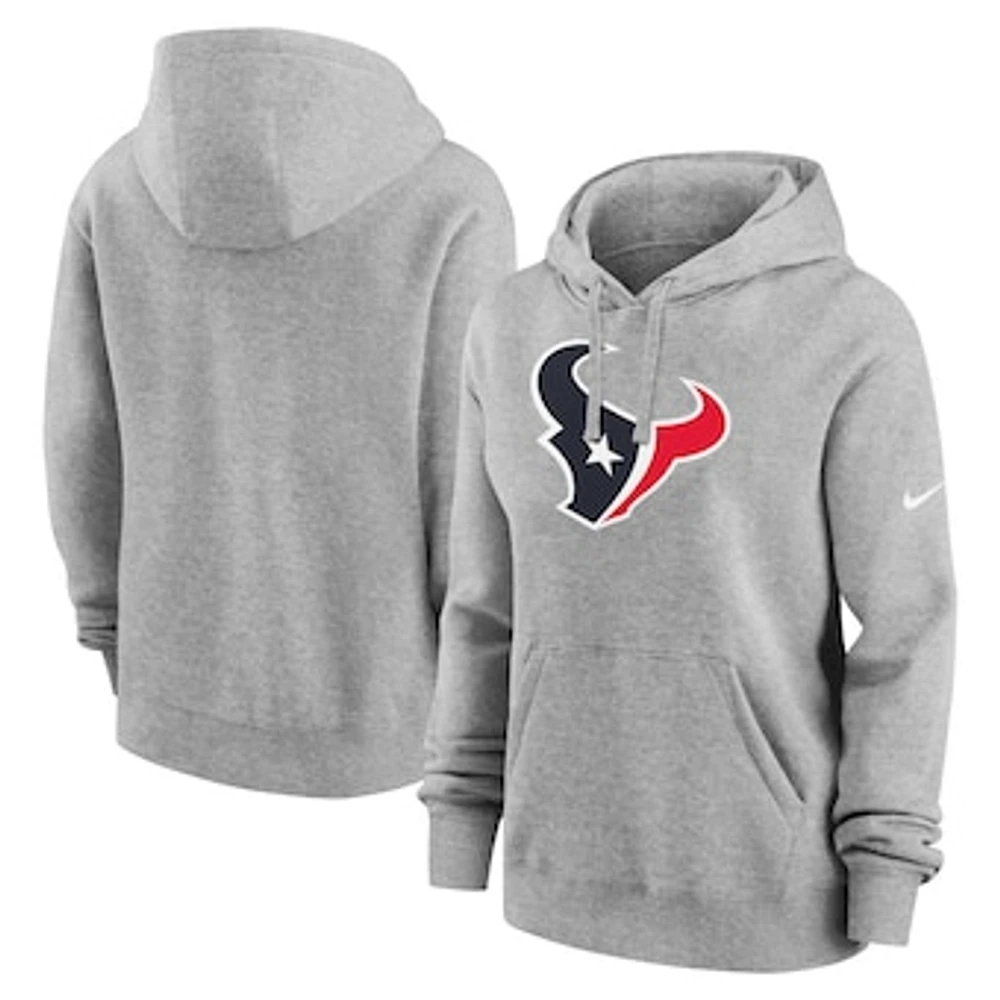 Women's Nike Heather Charcoal Houston Texans Club Fleece Pullover Hoodie