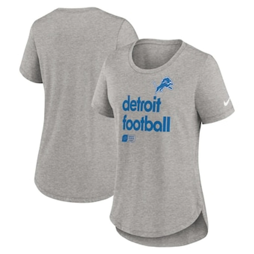 Women's Nike  Heather Gray Detroit Lions Fashion Tri-Blend T-Shirt