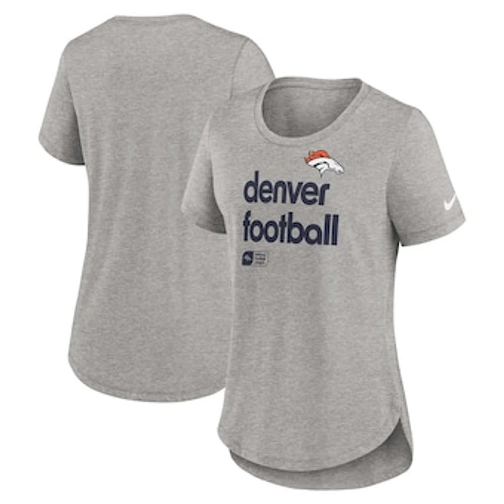 Women's Nike  Heather Gray Denver Broncos Fashion Tri-Blend T-Shirt