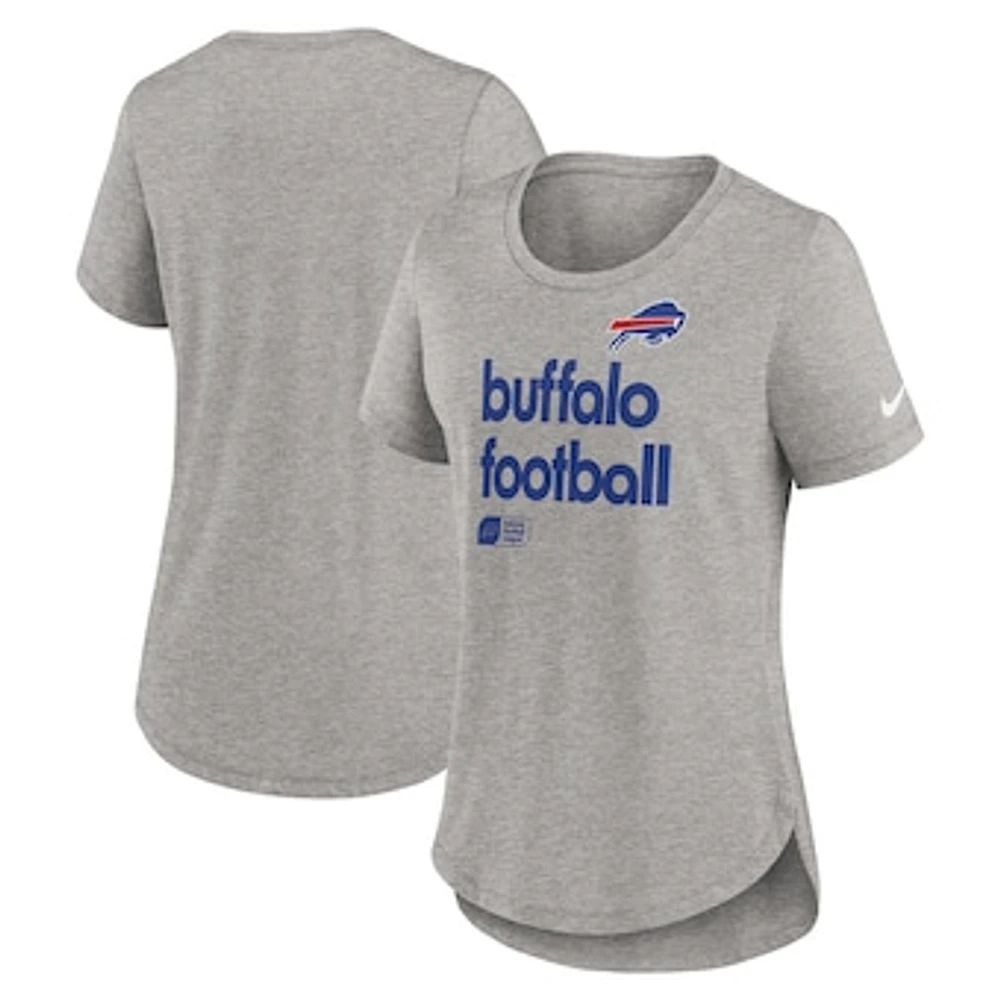 Women's Nike  Heather Gray Buffalo Bills Fashion Tri-Blend T-Shirt