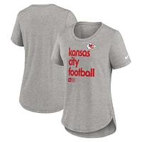 Women's Nike  Heather Gray Kansas City Chiefs Fashion Tri-Blend T-Shirt