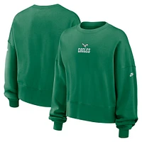 Women's Nike Kelly Green Philadelphia Eagles Rewind Oversized Long Sleeve Cropped Pullover Sweatshirt