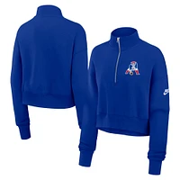 Women's Nike Royal New England Patriots Rewind Phoenix Cropped Half-Zip Sweatshirt