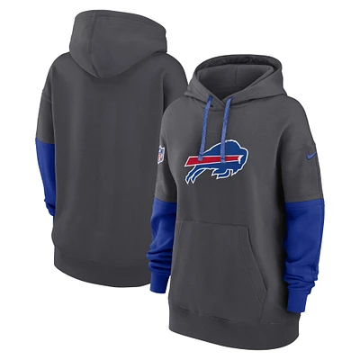 Women's Nike Anthracite Buffalo Bills 2024 Sideline Essential Fleece Pullover Hoodie