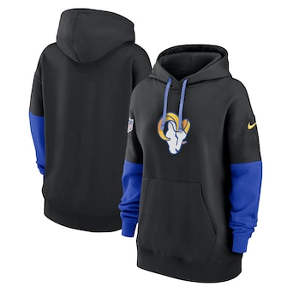 Women's Nike Black Los Angeles Rams 2024 Sideline Essential Fleece Pullover Hoodie