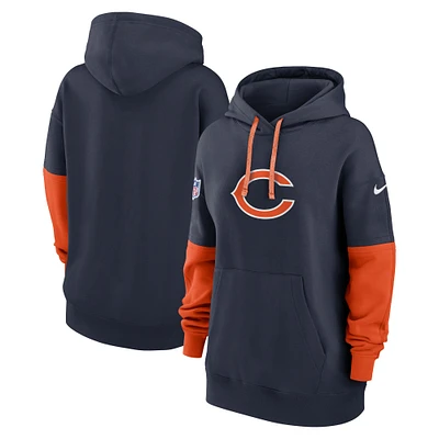 Women's Nike Navy Chicago Bears 2024 Sideline Essential Fleece Pullover Hoodie