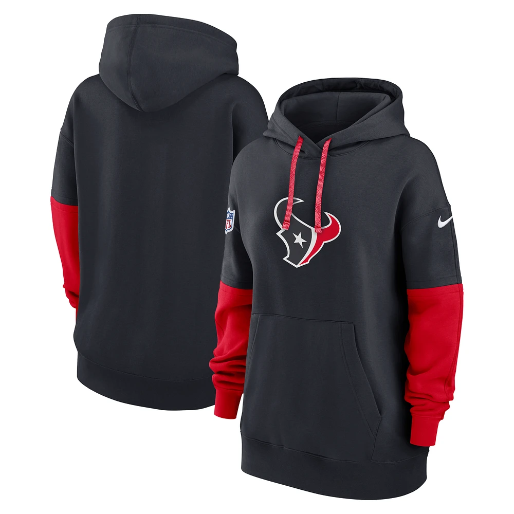 Women's Nike Navy Houston Texans 2024 Sideline Essential Fleece Pullover Hoodie