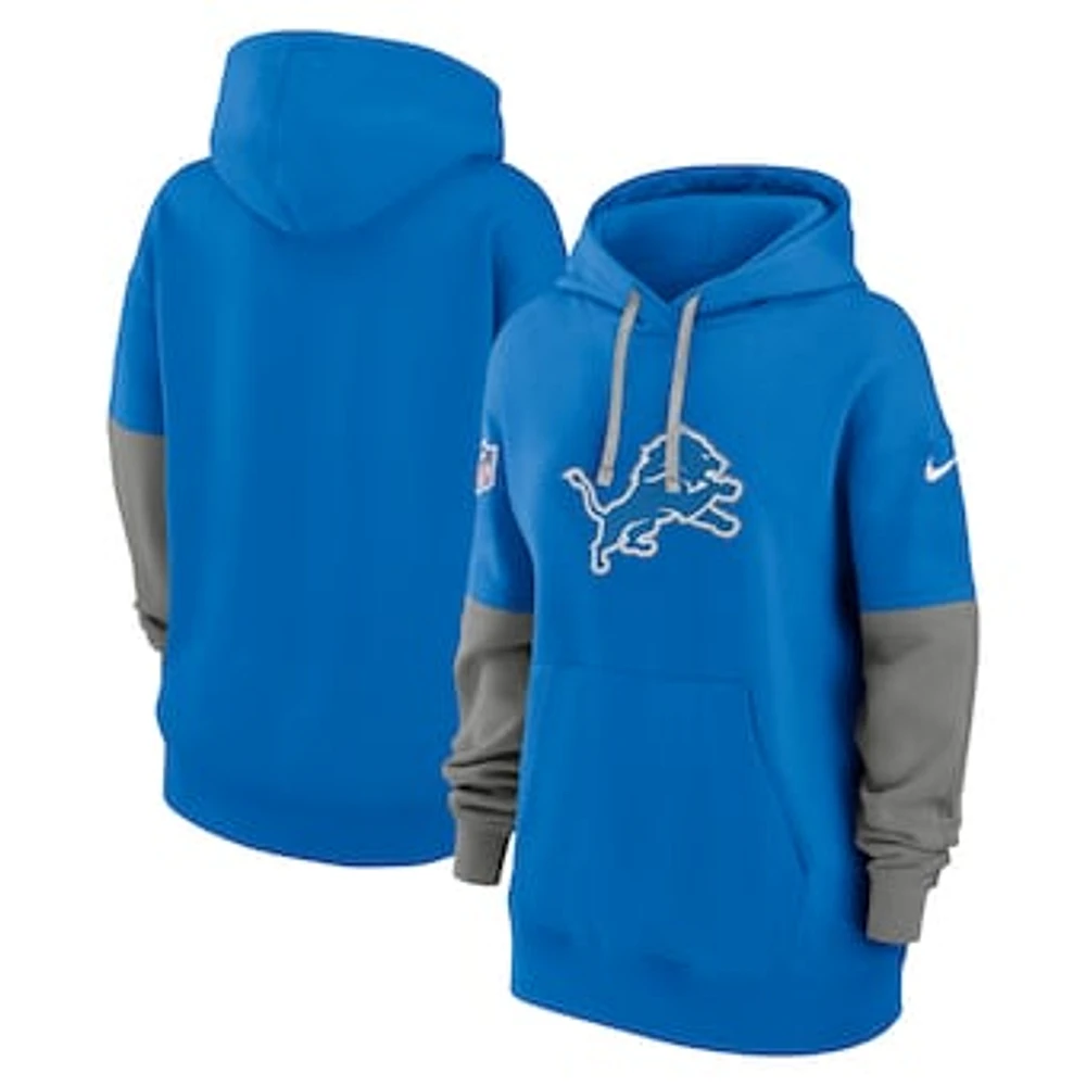 Women's Nike Blue Detroit Lions 2024 Sideline Essential Fleece Pullover Hoodie