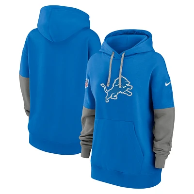 Women's Nike Blue Detroit Lions 2024 Sideline Essential Fleece Pullover Hoodie