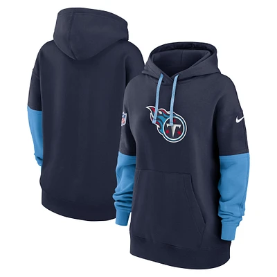 Women's Nike Navy Tennessee Titans 2024 Sideline Essential Fleece Pullover Hoodie