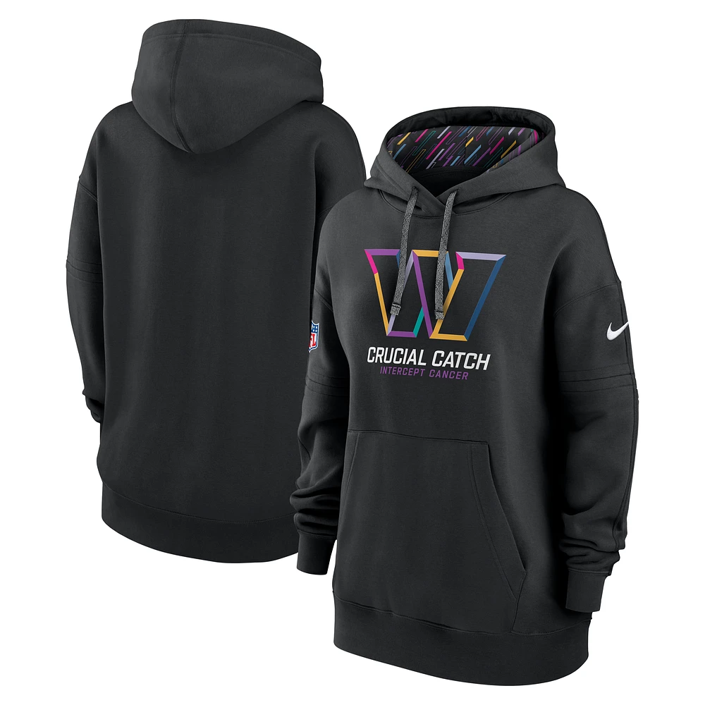 Women's Nike  Black Washington Commanders 2024 NFL Crucial Catch Club Pullover Hoodie