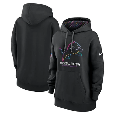 Women's Nike  Black Detroit Lions 2024 NFL Crucial Catch Club Pullover Hoodie