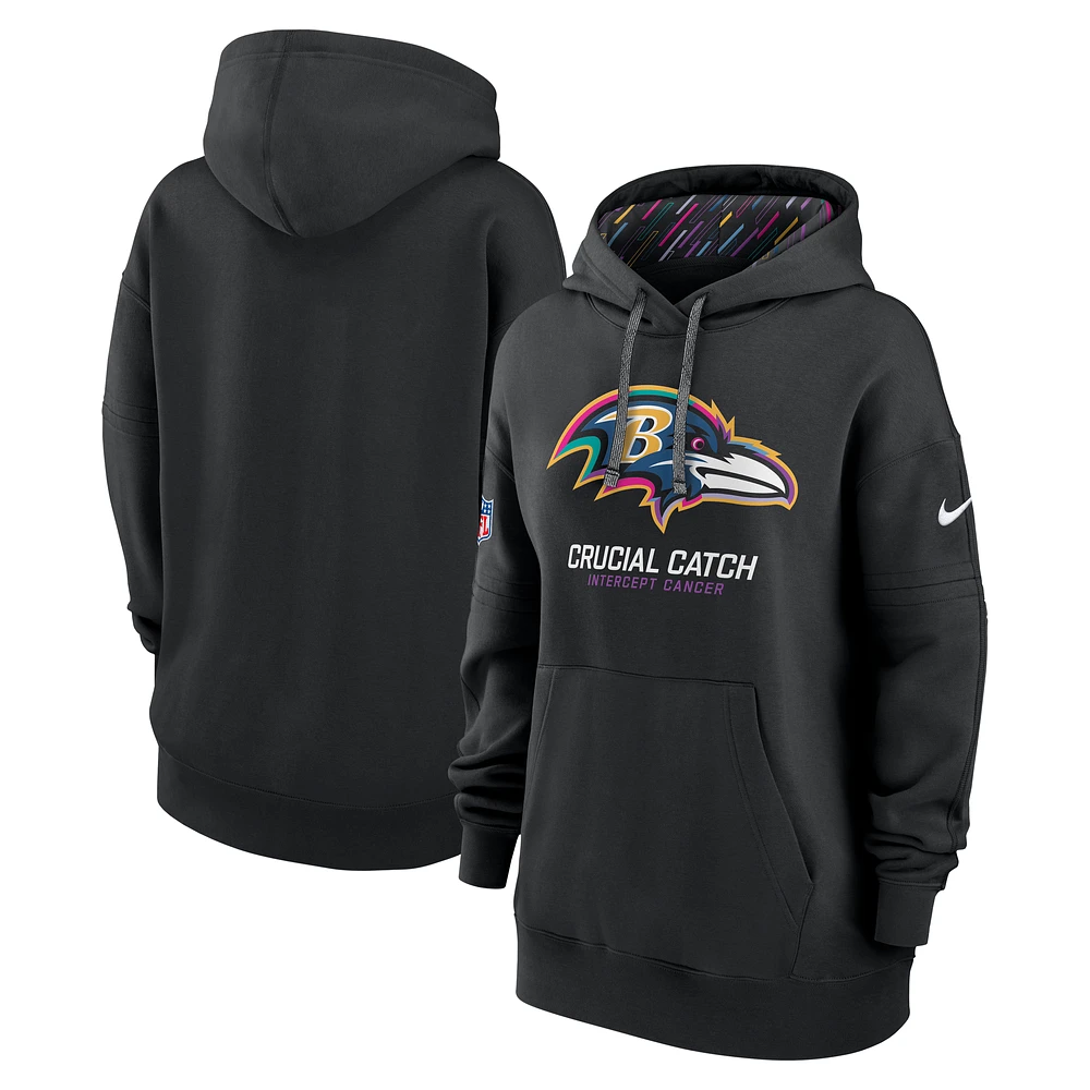 Women's Nike  Black Baltimore Ravens 2024 NFL Crucial Catch Club Pullover Hoodie