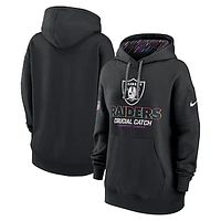 Women's Nike  Black Las Vegas Raiders 2024 NFL Crucial Catch Club Pullover Hoodie