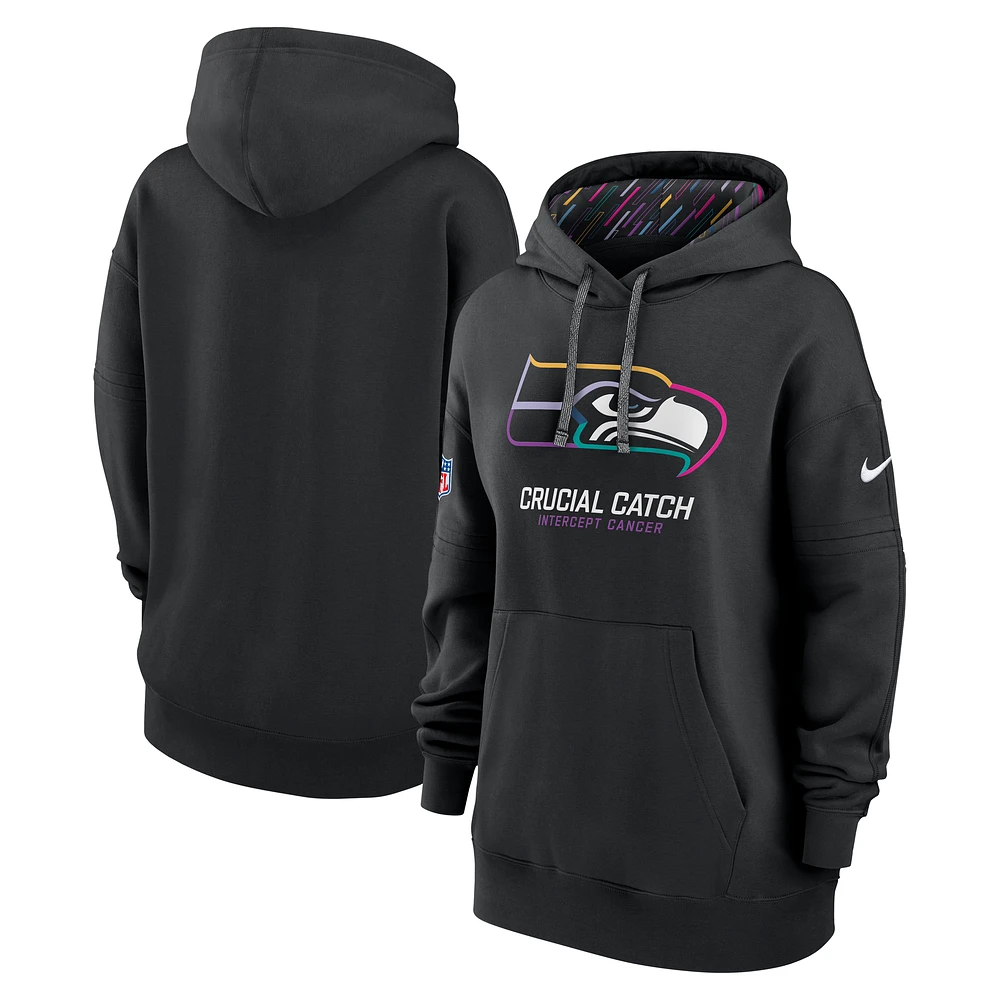 Women's Nike Black Seattle Seahawks 2024 NFL Crucial Catch Club Pullover Hoodie