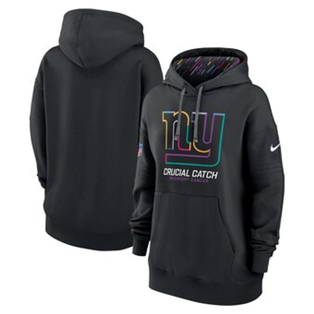 Women's Nike  Black New York Giants 2024 NFL Crucial Catch Club Pullover Hoodie