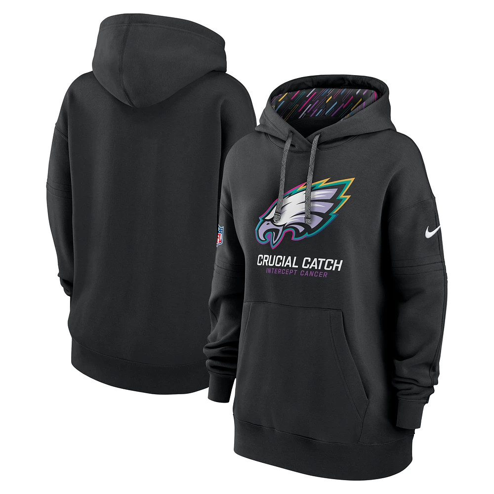 Women's Nike  Black Philadelphia Eagles 2024 NFL Crucial Catch Club Pullover Hoodie