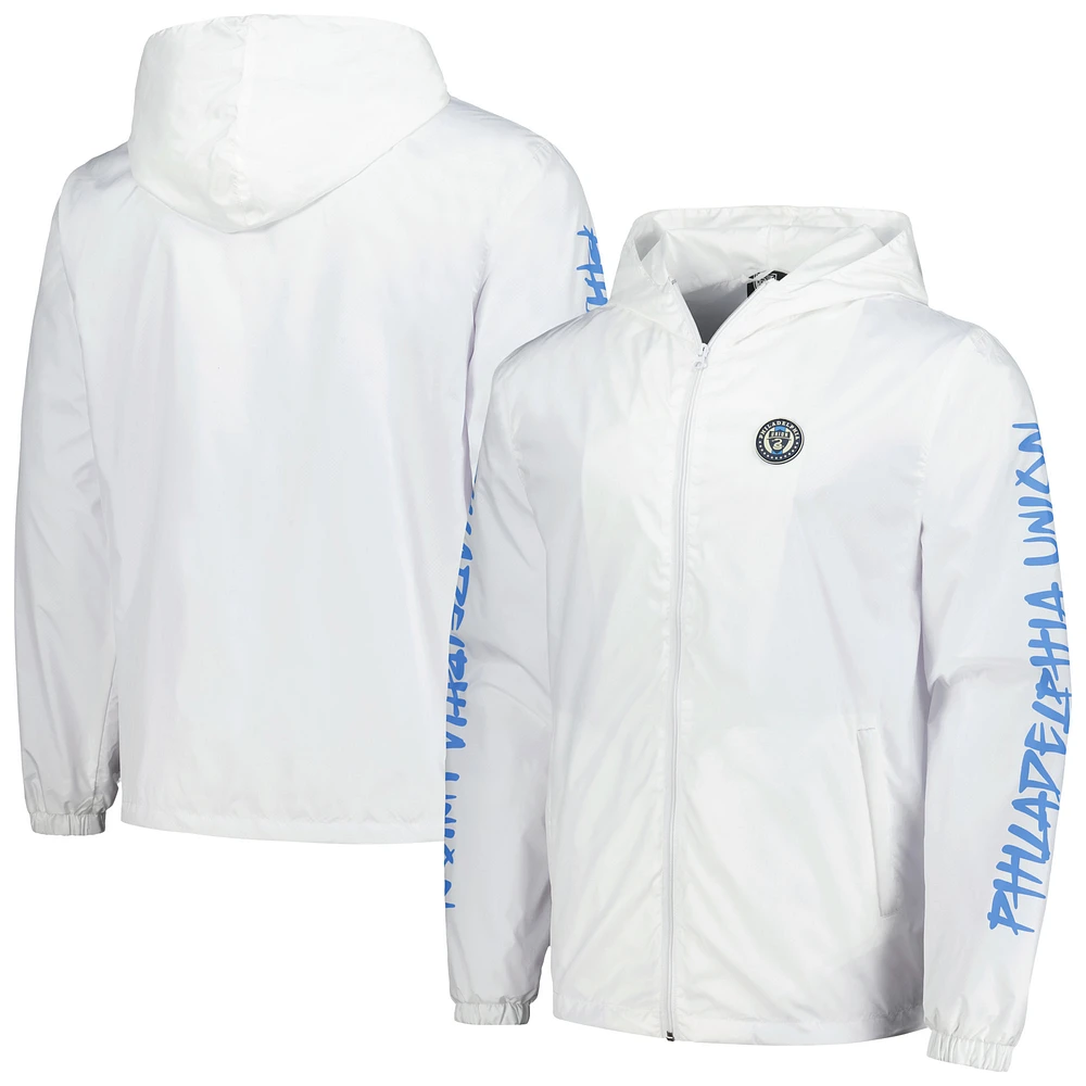 Men's White Philadelphia Union Graffiti Full-Zip Hoodie Windbreaker Jacket