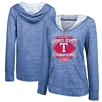 Women's Majestic Threads Royal Texas Rangers 2023 World Series Champions Doubleface Slub Pullover Hoodie