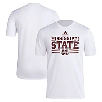 Men's adidas White Mississippi State Bulldogs Strategy Pre-Game T-Shirt