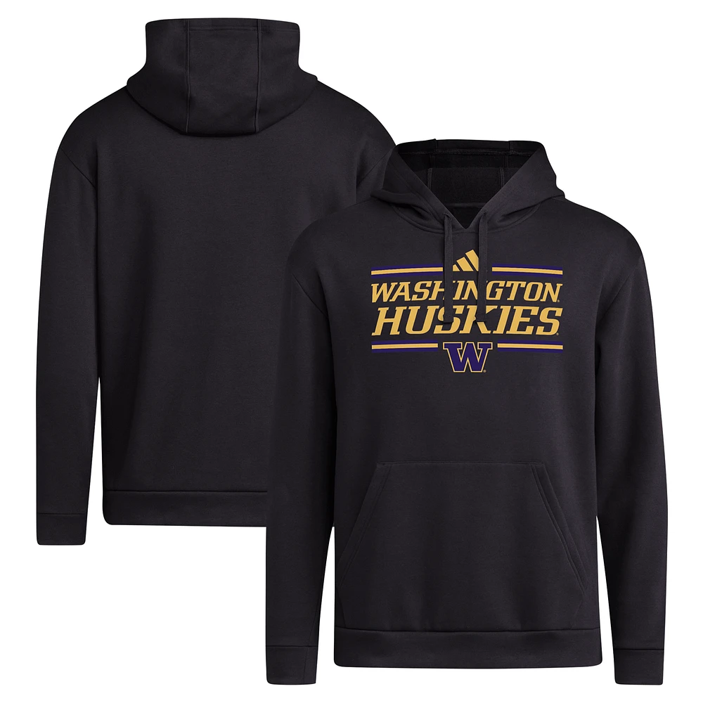 Men's adidas Black Washington Huskies Strategy Game Fleece Pullover Hoodie