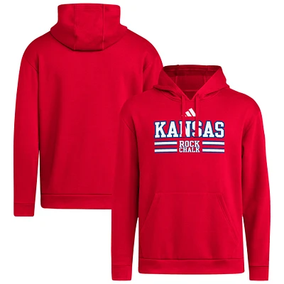 Men's adidas Red Kansas Jayhawks Strategy Game Fleece Pullover Hoodie