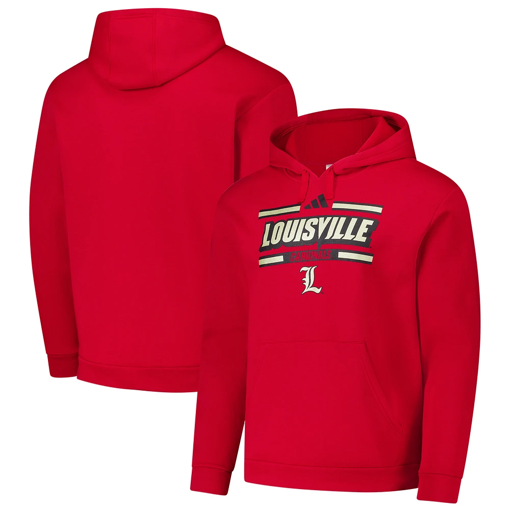 Men's adidas Red Louisville Cardinals Strategy Game Fleece Pullover Hoodie