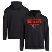 Men's adidas Black Miami Hurricanes Strategy Game Fleece Pullover Hoodie