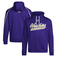 Men's adidas Purple Washington Huskies 2024 Sideline Travel Pullover Hoodie